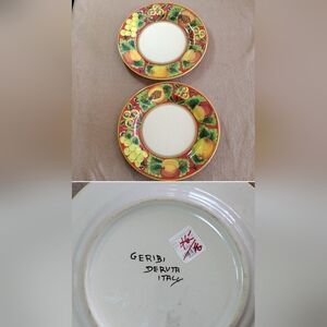 Geribi Deruta Italy Frutteto Rosso Fruit Painted Plate Set